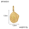Macro view of gold devil eye pendant showing 1.7cm height and 1.2cm width detail - Olive Green Eye Center (BP1947D11)