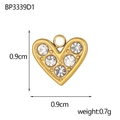 Pendente a cuore in metallo dorato con cinque cristalli incastonati e anello chiuso - Cuore con Pietre (BP3339D1)