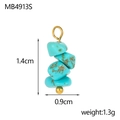 Detail showing irregular blue turquoise pendant with golden bail and size dimensions - Blue Turquoise (MB4913S)