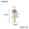 Detail view of fluorite stone charm with gold hoop and dimensions 1.4cm by 0.9cm - Fluorite Style (MB4914S)