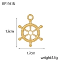 Detailansicht des 1,7 cm goldenen Edelstahl-Steuerrad-Anhängers mit Größen- und Gewichtsangaben - Schiffsruder-Stil (Gold) (BP1941B)