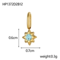 Detailed view of tiny 0.7cm gold starburst pendant with a small blue zircon center - Light Blue Style (HP1372D2B12)