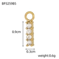 Detailed view of 0.9cm gold vertical bar pendant with four round clear zircons - 4-Stone Bar - White (BP3259B5)