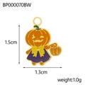 Detail of Halloween pumpkin girl alloy charm with orange and purple enamel and gold edges - Pumpkin Girl Style (BP000070BW)