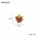 Golden heart pendant with pink crystal mouse motif in stainless steel, 1.17cm size - Mickey Silhouette Heart (BP43672D1)