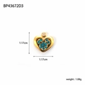 Golden stainless steel heart pendant with blue stone inlay in iconic cartoon motif - Mickey Silhouette Heart (BP43672D3)