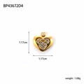 Golden heart pendant in stainless steel with crystal mouse head pattern inlay - Mickey Silhouette Heart (BP43672D4)