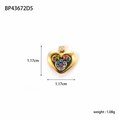 Golden heart-shaped stainless steel pendant with colorful zircon Mickey-style stones - Mickey Silhouette Heart (BP43672D5)