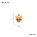 Golden heart pendant with green stones and 1.19cm height dimension measurement - Half Pave Heart (BP43673D2)