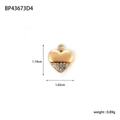 Golden heart pendant with zircons, size 1.19x1.03cm, 0.89g, for DIY jewelry making - Half Pave Heart (BP43673D4)