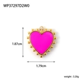 Hot pink heart pendant in gold finish with measurements and 3.20g weight data - Beaded Edge Enamel Heart (WP37297D2W0)