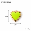 Golden heart pendant with fluorescent yellow enamel and beaded edge detailing - Beaded Edge Enamel Heart (WP37297D3W0)