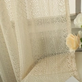 French vintage crochet lace curtain with fringe, elegant beige semi-sheer window drape - 150*160 / Beige