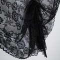 Elegant black lace balloon curtain with floral patterns and satin drawstring ties - 70*120 / Black Lace