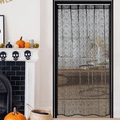 Rideau de porte en dentelle noire Halloween avec motifs de crâne et toile d'araignée - 100*220cm / Main de Fantôme Noir