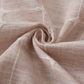 Waterproof cotton linen plaid curtain in warm apricot with star embroidery patterns - Khaki Plaid / 140*240