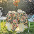 Mantel redondo con estampado de selva tropical con flamencos y bordes de volantes amarillos - 132*259 / Amarillo Ámbar Flamenco