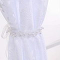 Elegant white floral lace curtain tieback with faux pearls and resin petal details - Pearl Tieback Style / 140*160cm / White