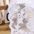 French vintage white lace curtain with intricate floral cutout patterns and scalloped edges - 140*260cm / White