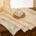 French vintage white lace sheer curtain with floral embroidery for elegant home decor - 140*160cm / Beige