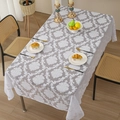 Mantel de encaje blanco con patrón floral de damasco para decoración de mesa de comedor - 140*260cm / Blanco