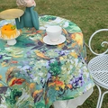Round floral tablecloth in oil painting style featuring vintage green botanical patterns - Forest Green Retro Oil Painting