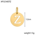 Detail of 14K gold plated stainless steel letter Z pendant with 1.2cm diameter and 1.5g weight - Letter Z