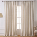 Juego de dos cortinas de lino beige minimalistas con flecos y bolsillo para barra - 140*240 / Cortina Textura Lino Engrosada
