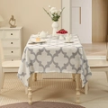 Mantel de poliéster grueso de estilo americano con patrón de trébol gris para la cocina - Blanco / 135x100