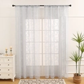 Modern white sheer polyester curtains with floral rose embroidery for living rooms - 240x150 / White