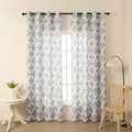 Moroccan trellis grey and white curtains with grommet top for living room windows - 130x160 / Gray Gourd Flower