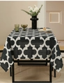 Mantel moderno minimalista con patrón geométrico entrelazado en blanco y negro - Extra grande / Negro