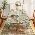 Mantel con estampado floral de girasoles y amapolas en tela de lino beige claro elegante - 132*132 / Estilo Girasol