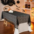 Tovaglia di Halloween in pizzo nero con motivo a ragnatela per decorazione da tavola - 152*152cm / Nero
