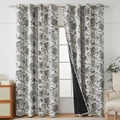 Elegant blackout curtains with vintage floral print and metal grommet top for bedrooms - 140*160cm / Flower Ball