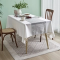 Französische Tischdecke aus Baumwolle und Leinen mit Waffelstruktur und Quastenrand - 140*100