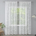 French vintage white lace curtain with elegant rose patterns for living room decor - 132*160 / White Rose Curtain