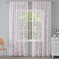Light pink French lace curtain with delicate rose floral embroidery and scalloped edges - 132*160 / Pink Rose Curtain