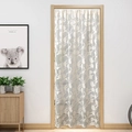 Semi-transparent white lace door curtain with tulip floral pattern for home decor - 100*100cm / Beige