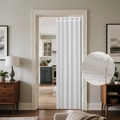 White pleated folding door curtain with metal eyelets and textured fabric detail - 100*200 / White