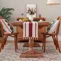 Woven table runner with burgundy stripes and elegant white fringe tassels on cream fabric - Three Hemp Ropes Deep Red / 30*45