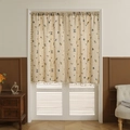 Rideaux de café en lin avec broderie florale et franges à glands sur porte blanche - 132*100cm / Blanc Cassé