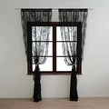 French country style black lace sheer curtains with floral embroidery for bedrooms - 140*260cm / Black