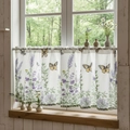 Bistrogardine im Landhausstil mit Lavendel- und Schmetterlingsdruck für kleine Fenster - 150*60cm / Schmetterling Lavendel Druck