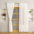White multi-layer ruffle edge curtain in American style for bedroom and living room - 100*45 / White