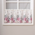 Kurzer Bistrovorhang mit pastoralem Blumen- und Schmetterlingsdruck für Fenster - 150*60cm / Rosa Rose