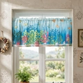 Amerikanischer Café-Vorhang im Landhausstil mit Ozeanwelt-Druck für kleine Fenster - 150*60cm / Seegras