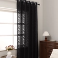 Elegant black hollow lace curtain with grommet top design for semi-sheer window privacy - 140*100 / Black