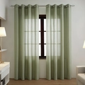 Grass green semi-transparent grommet top curtains with vertical stripe texture - 140*260cm / Green Vertical Stripes