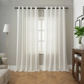 Vertical striped white sheer curtains with grommet top for modern living room decor - White Vertical Stripes